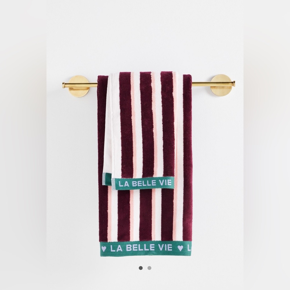 Anthropologie La Belle Cotton Woven Hand Towel Collection in Wine NEW